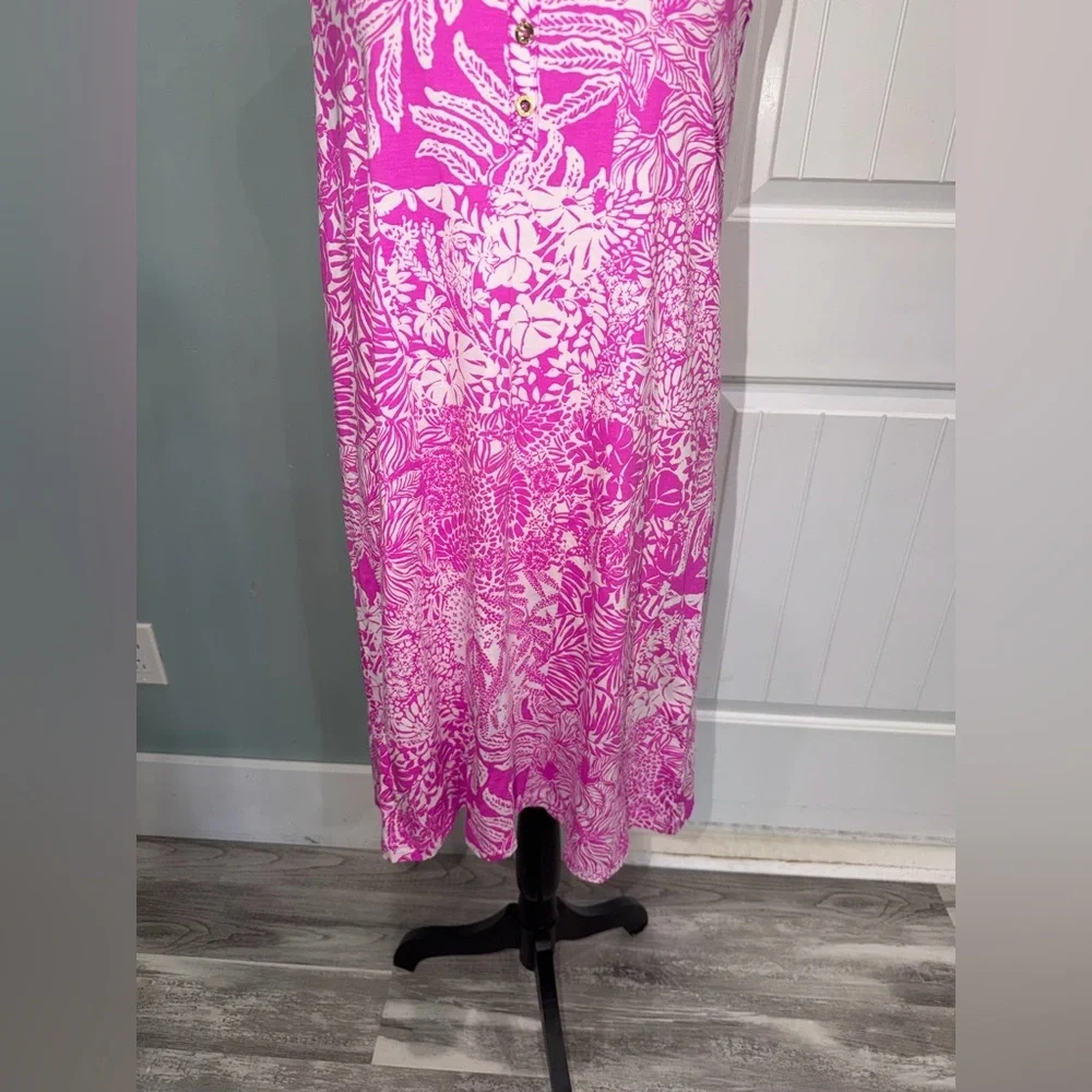 Lilly Pulitzer Lela Henley Tank Dress Wild Fuchsia Swipe Right Sleeveless SMALL